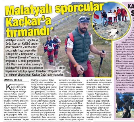 Ayfer Kölük Malatyalı Sporcular Kaçkar'a Tırmandı.